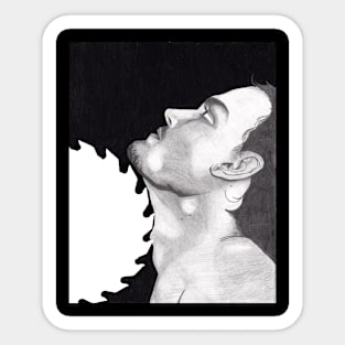 Man with Saw Blade Drawing Sticker